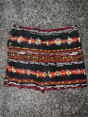 McGregor Black Shorts with Red, Orange, Yellow & White Pattern
